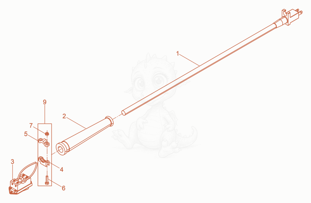 Exploded parts diagram of the Power supply cable cpl. of a Wacker Neuson M3000/120/UL, with numbered balloons