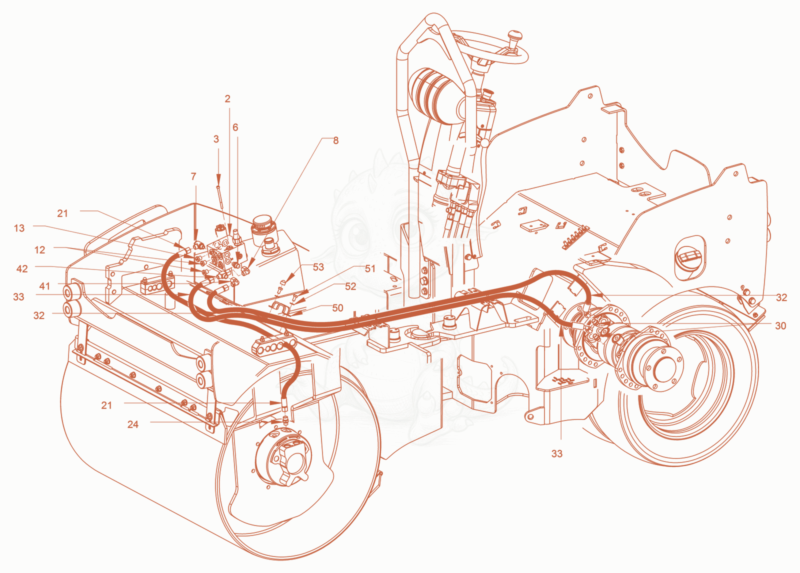 Exploded parts diagram of the parking brake of a Wacker Neuson RD24-100C, with numbered balloons