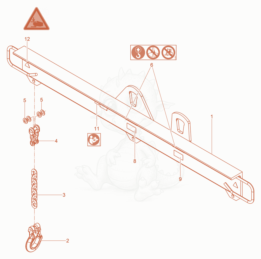 Exploded parts diagram of the Three-way cross beam cpl. of a Wacker Neuson DPU100-70LES, with numbered balloons