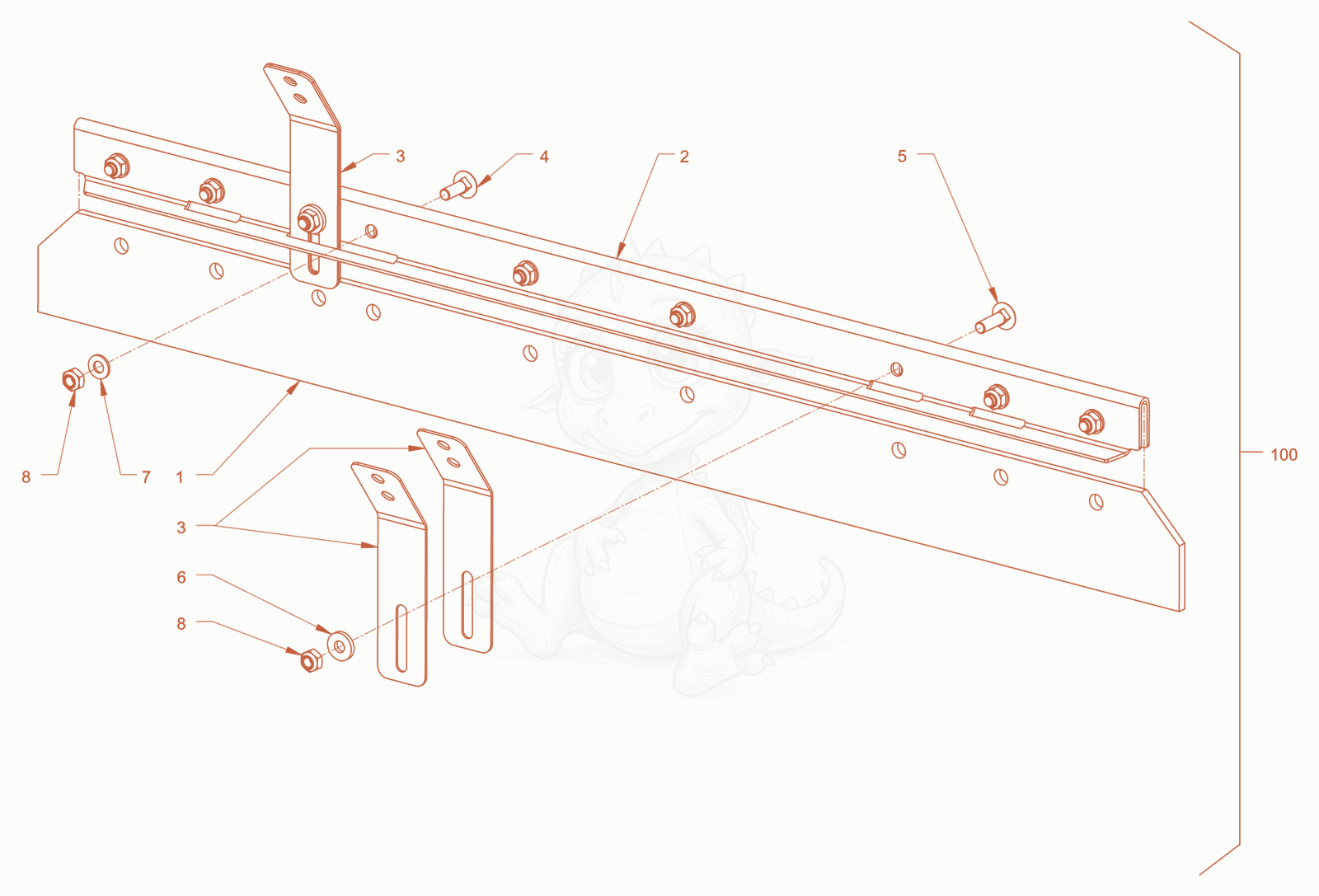 Exploded parts diagram of the scraper of a Wacker Neuson RD28-120DPF, with numbered balloons