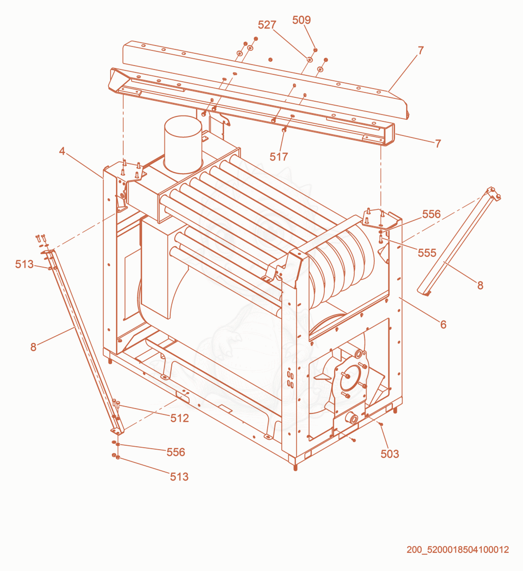 Exploded parts diagram of the Heater/Braces (3) of a Wacker Neuson HI260, with numbered balloons