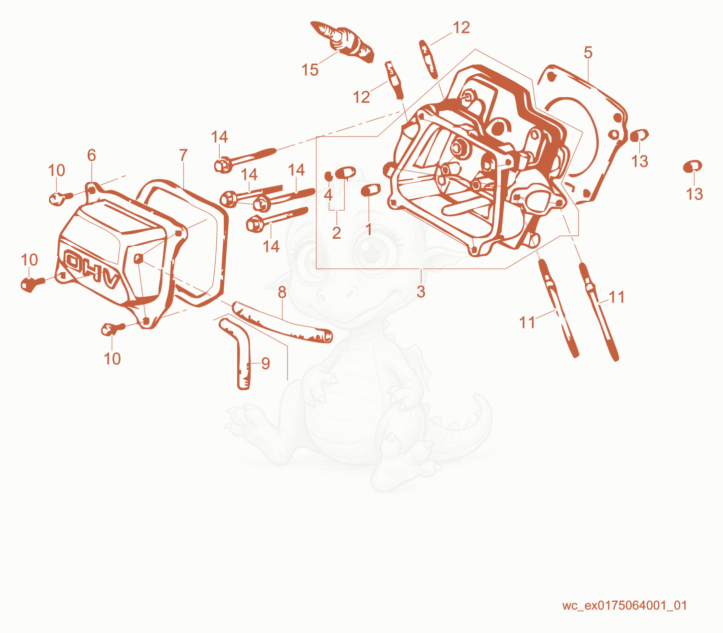 Exploded parts diagram of the Cylinder Head of a Wacker Neuson CT24-4A, with numbered balloons