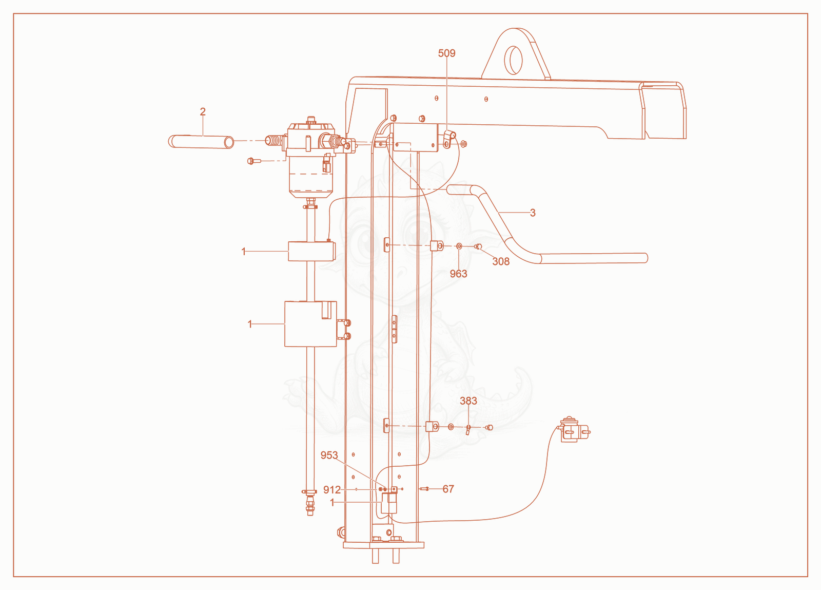 Exploded parts diagram of the Option-Racor Heater of a Wacker Neuson G150, with numbered balloons