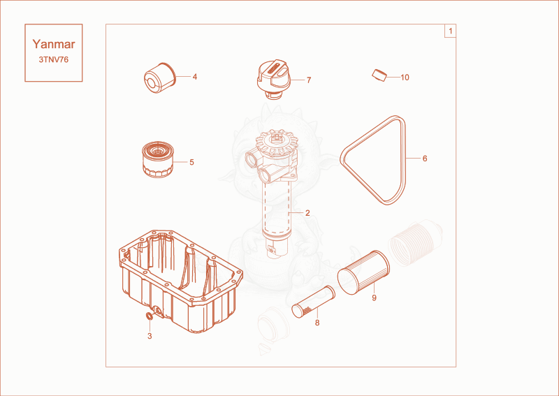 Exploded parts diagram of the maintenance package (3000h) of a Wacker Neuson DW20, with numbered balloons