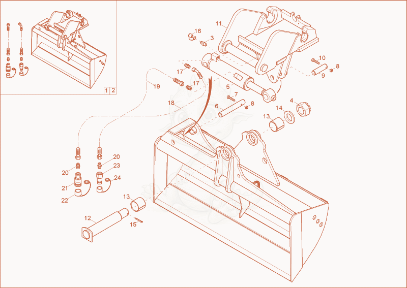 Exploded parts diagram of the BUCKET OFFSET (DIPPER STICK LONG) of a Wacker Neuson 6503-2, with numbered balloons