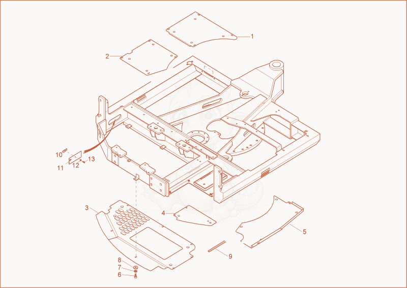 Exploded parts diagram of the chassis cover of a Wacker Neuson 6002RD, with numbered balloons