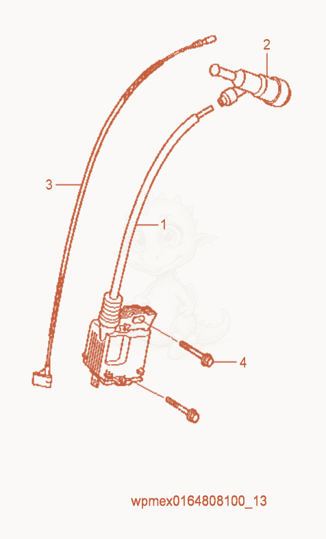 Despiece del Ignition Coil de una máquina Wacker Neuson CT36-5AEU, con globos numerados