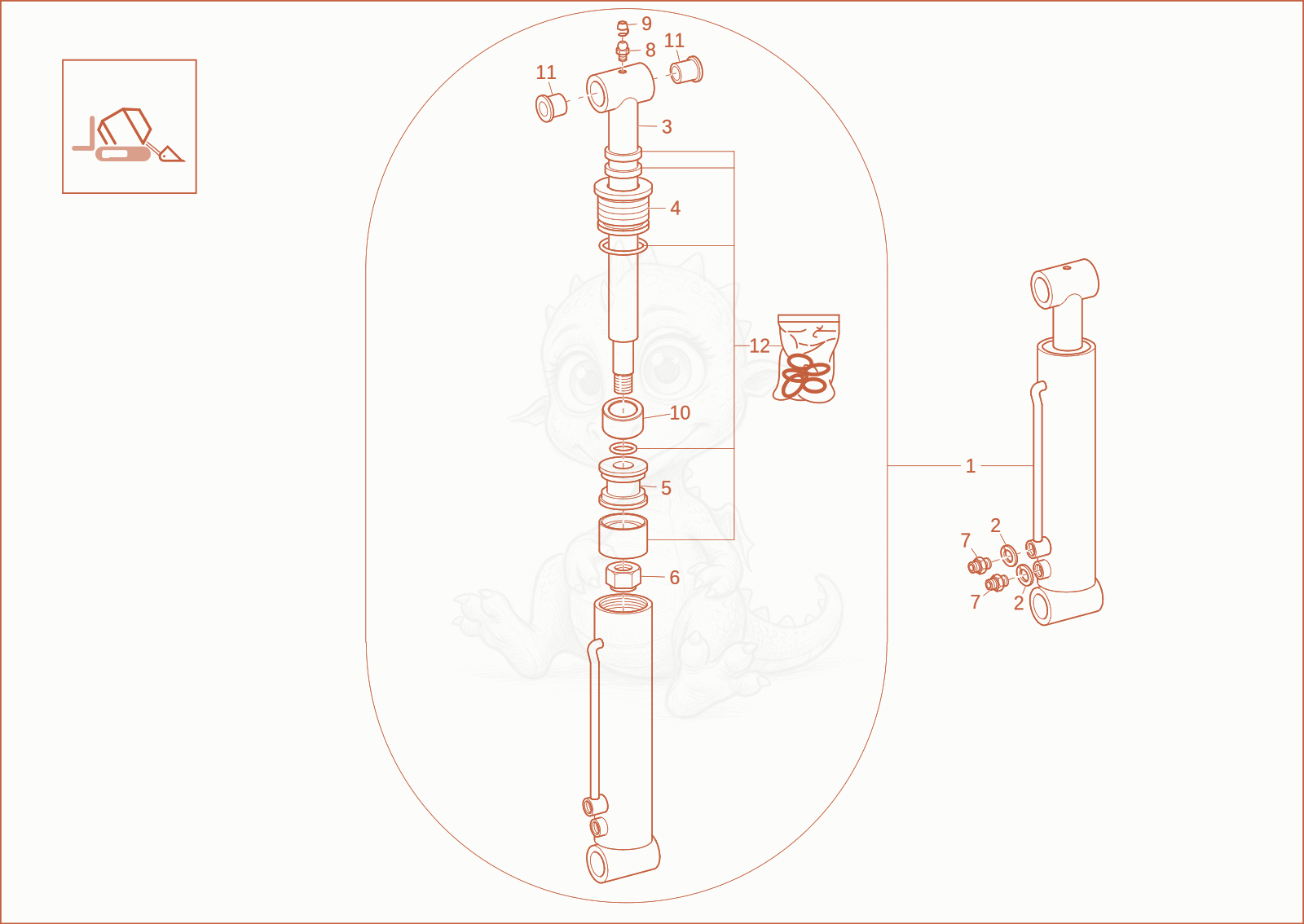 Exploded parts diagram of the TILT CYLINDER 5 (OPTION) of a Wacker Neuson DT15, with numbered balloons