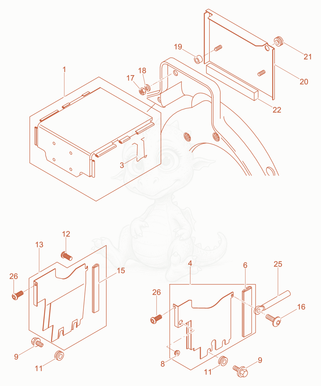 Exploded parts diagram of the Air ducting of a Wacker Neuson DPU6275HECB+, with numbered balloons