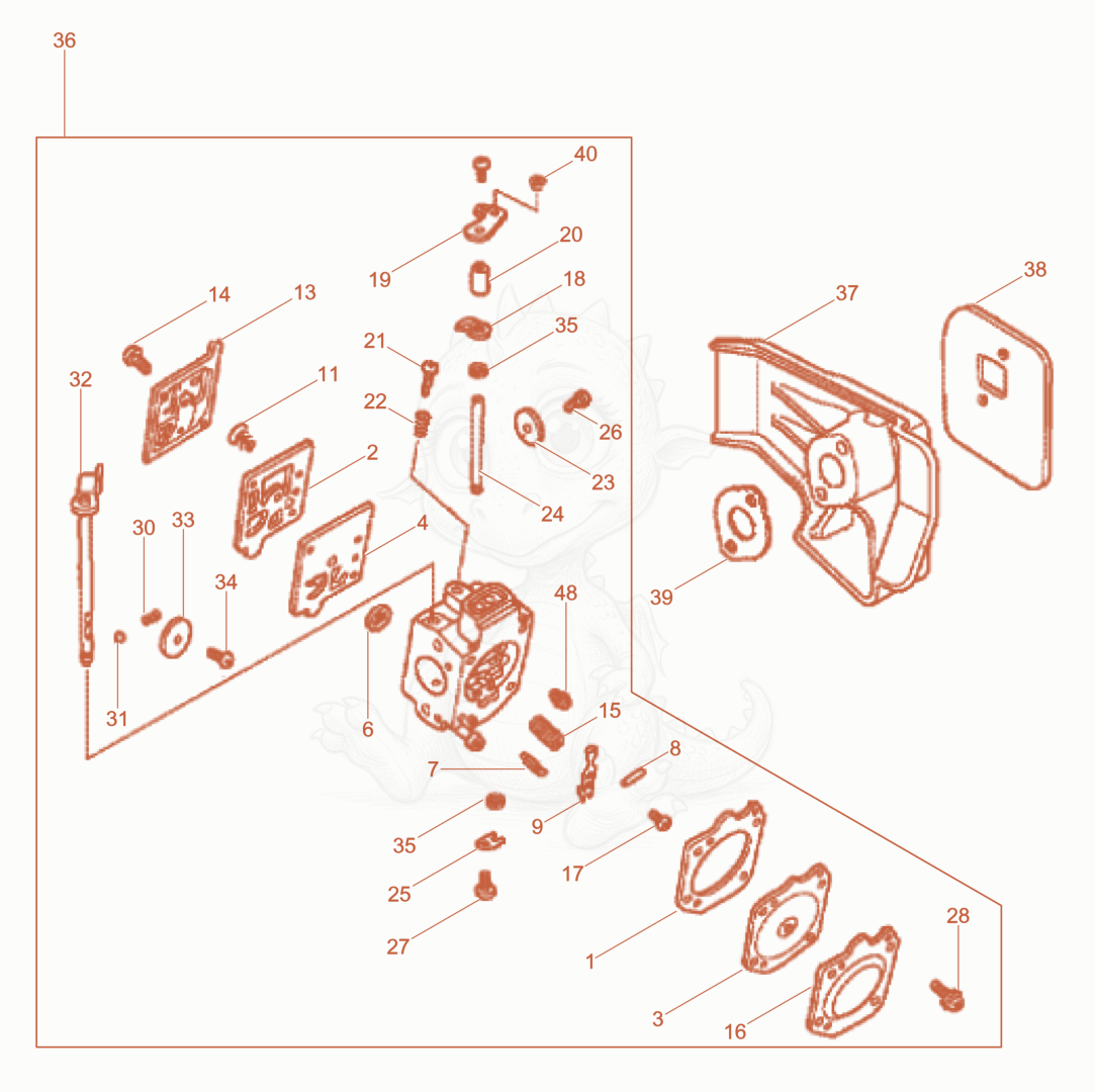 Exploded parts diagram of the Carburetor of a Wacker Neuson BS68-4AB/28, with numbered balloons