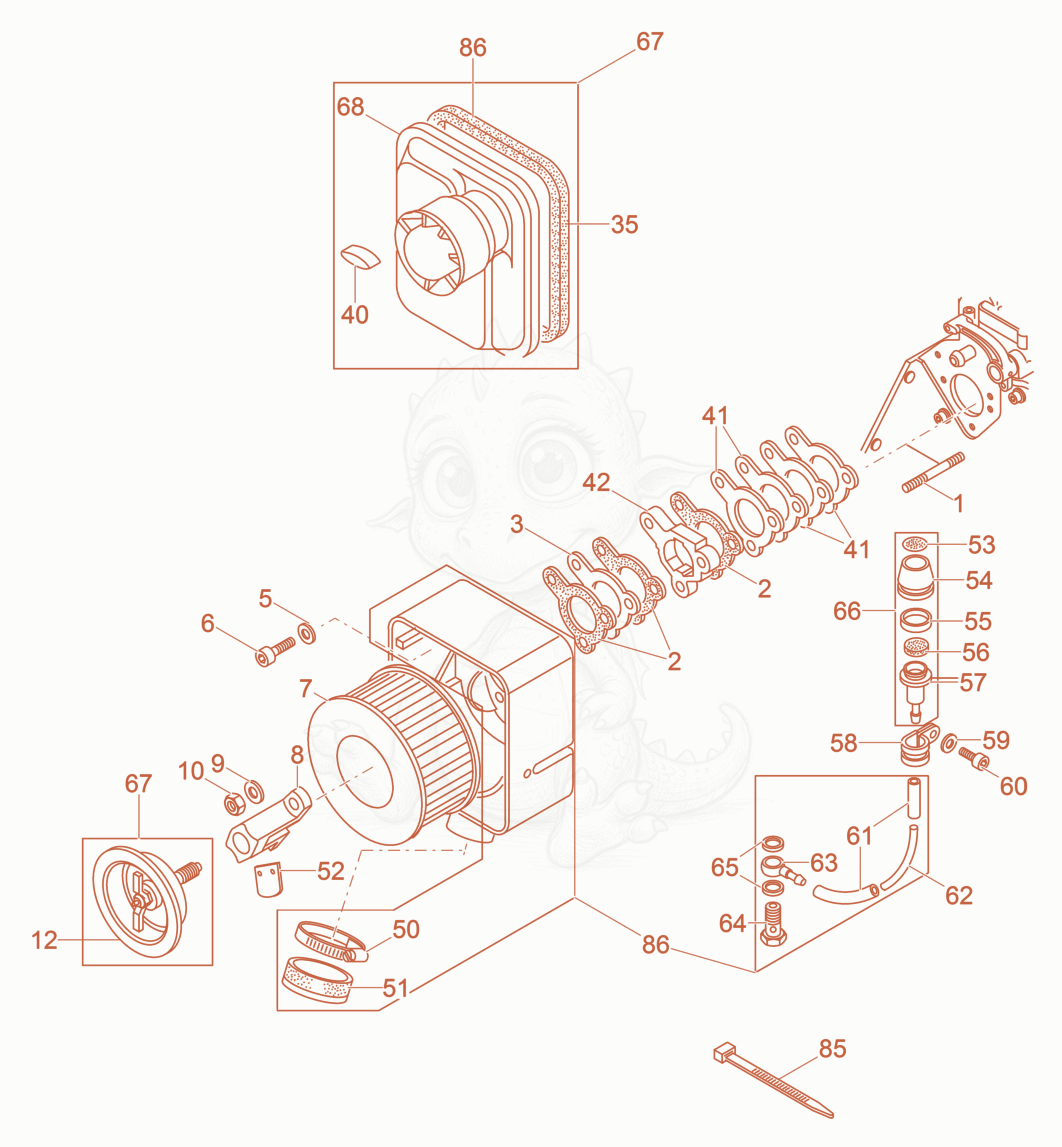 Exploded parts diagram of the Air Cleaner of a Wacker Neuson DPU4045H, with numbered balloons