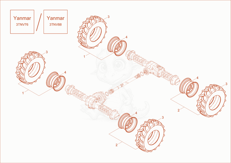 Despiece del WHEELS de una máquina Wacker Neuson DW30, con globos numerados