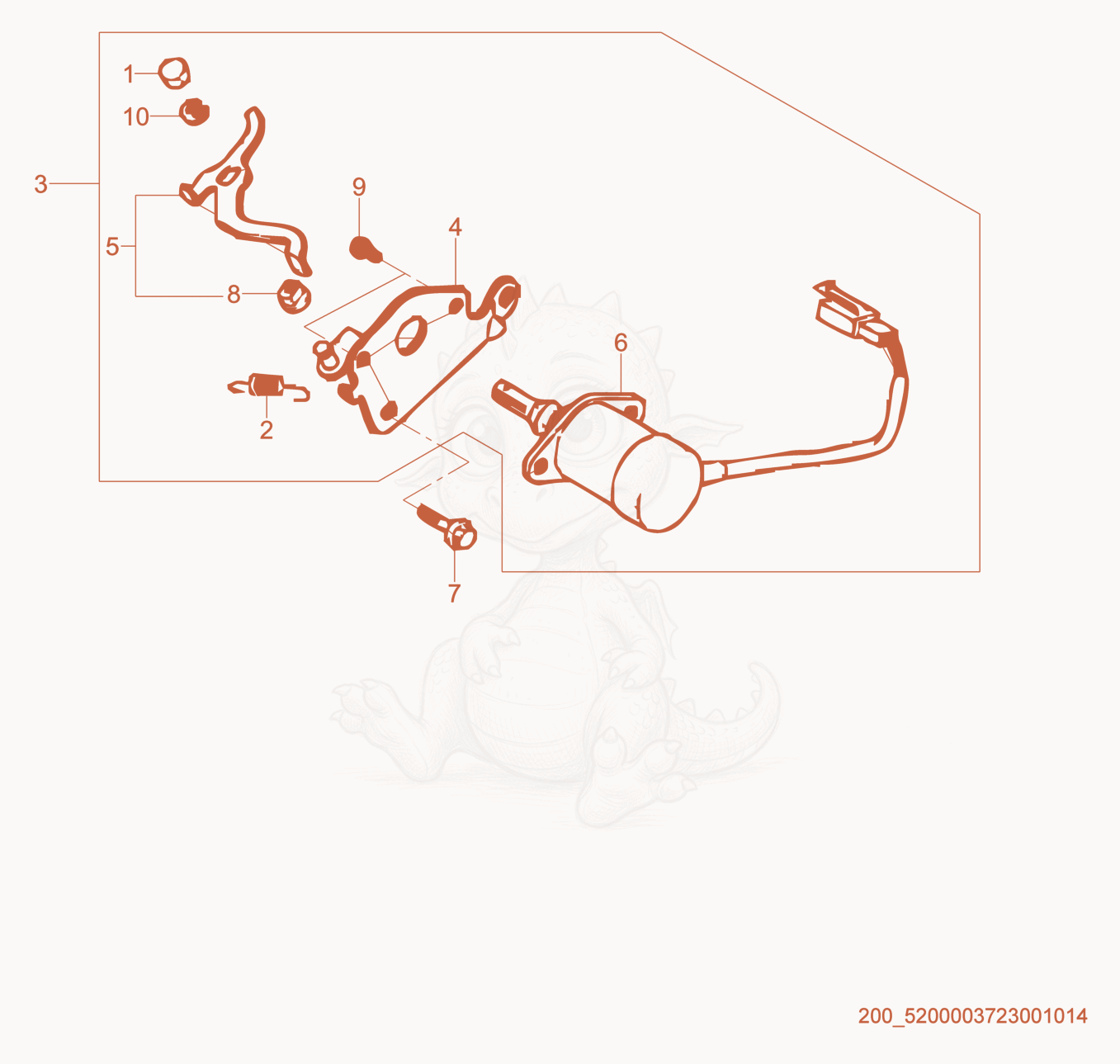 Despiece del Auto Throttle de una máquina Wacker Neuson GV3800, con globos numerados