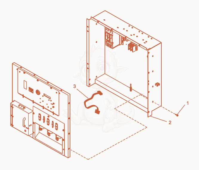 Despiece del Control Panel Enclosure de una máquina Wacker Neuson G50, con globos numerados