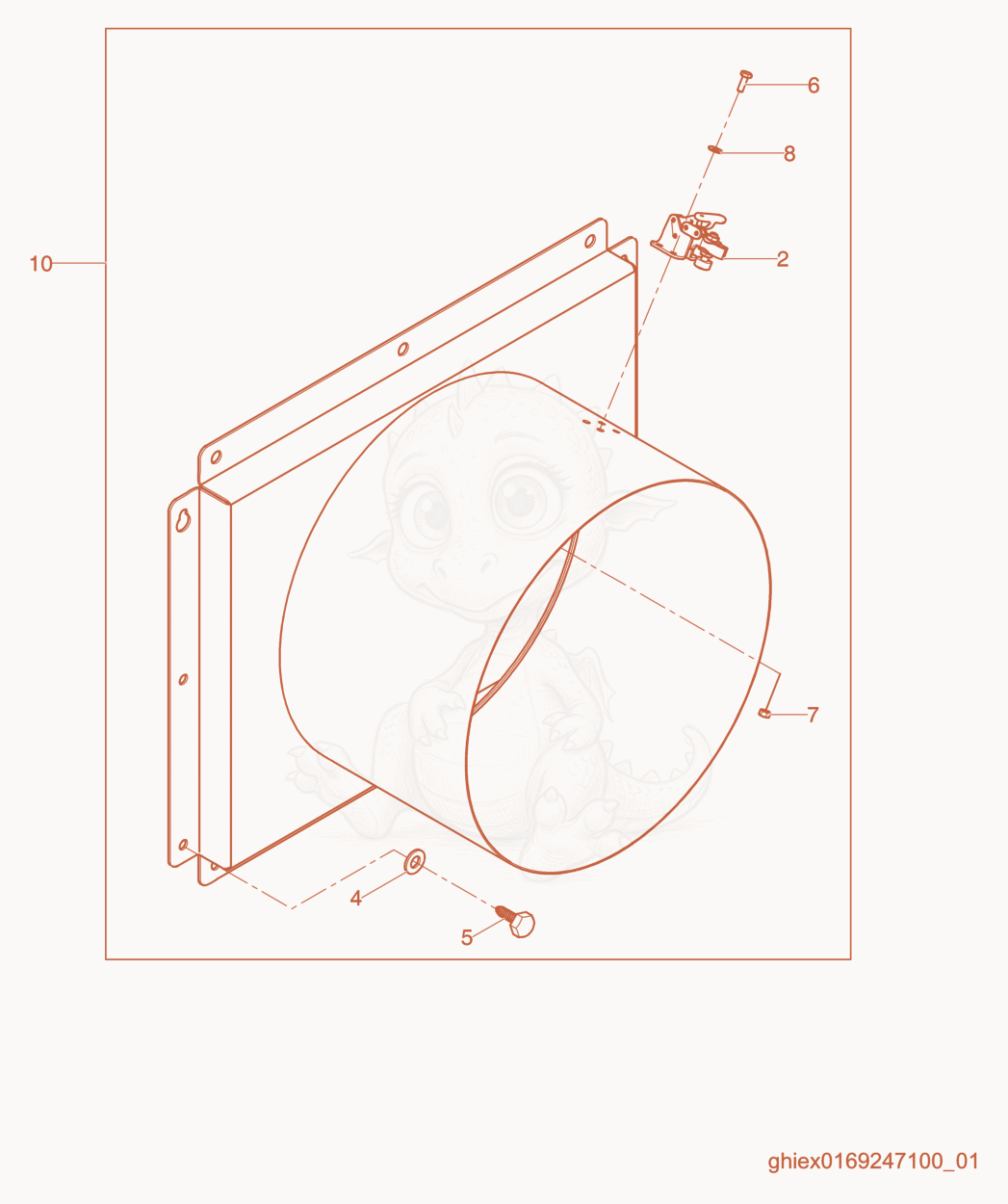 Despiece del Duct adapter kit de una máquina Wacker Neuson ARCTICBEARXHD, con globos numerados