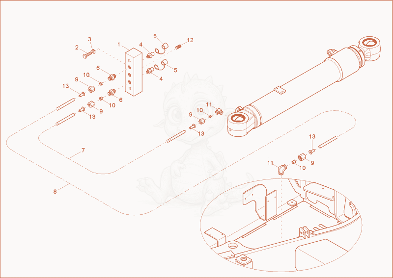 Exploded parts diagram of the lubrication of a Wacker Neuson 9503, with numbered balloons