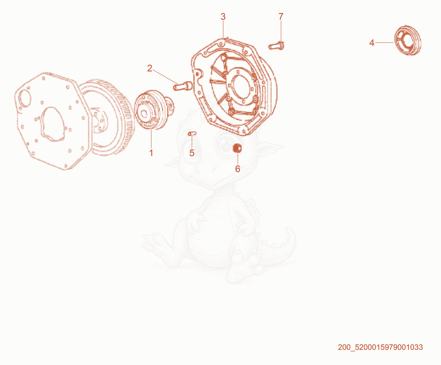 Exploded parts diagram of the Hydraulic Pump Adapter of a Wacker Neuson RTL82-SC3, with numbered balloons
