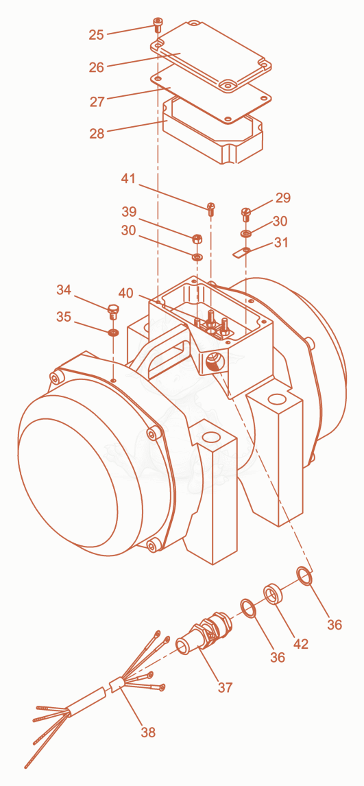 Despiece del External Vibrator cpl. de una máquina Wacker Neuson AR75/7,2/275, con globos numerados