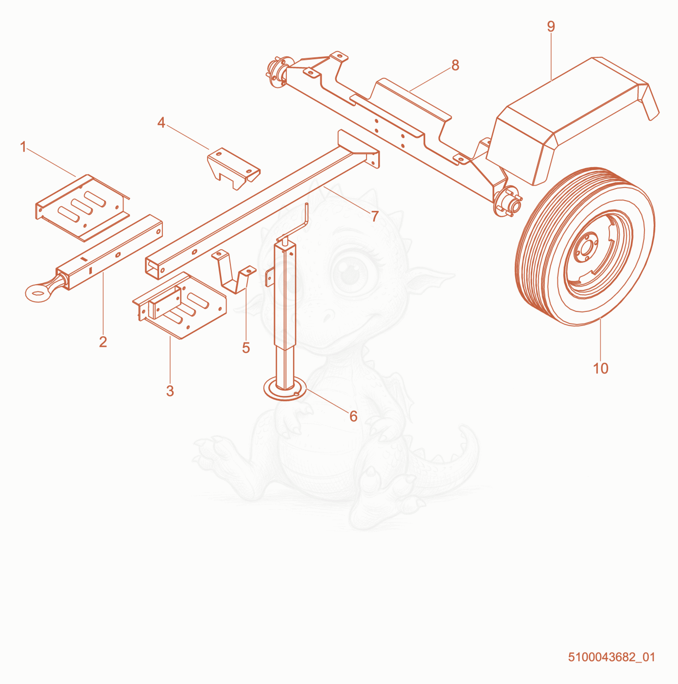 Exploded parts diagram of the Front Jack/Wheel Kit of a Wacker Neuson LTS4K, with numbered balloons