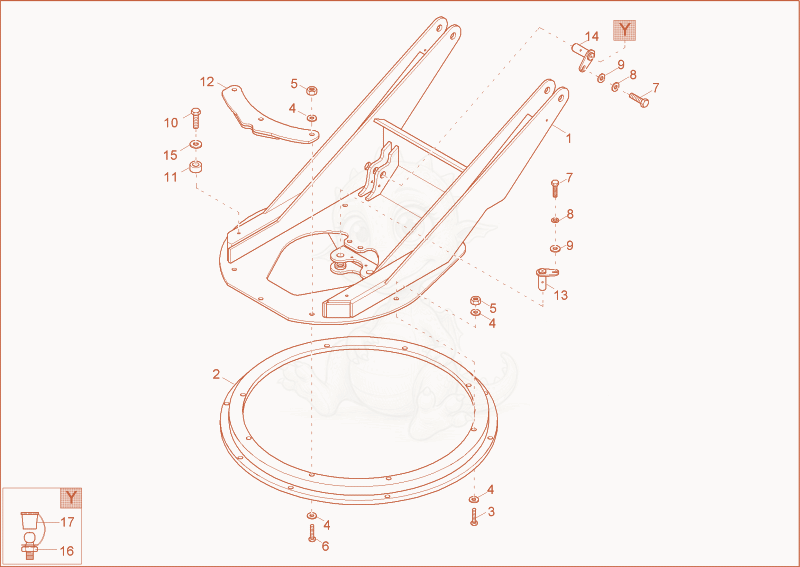 Exploded parts diagram of the swivel console of a Wacker Neuson 3501AB, with numbered balloons