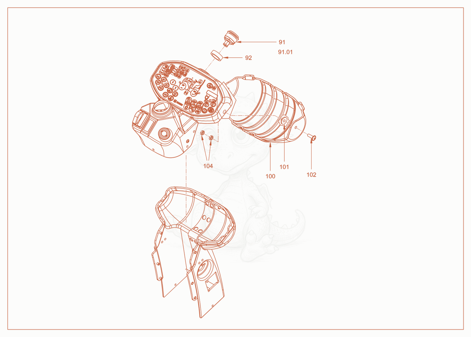 Exploded parts diagram of the instrument panel covering of a Wacker Neuson RD40-130CDPF, with numbered balloons