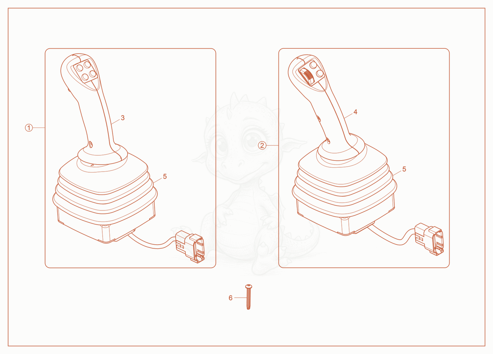 Exploded parts diagram of the Joystick of a Wacker Neuson ST27, with numbered balloons