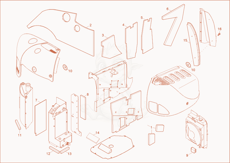 Exploded parts diagram of the insulating mat of a Wacker Neuson 6503-2, with numbered balloons