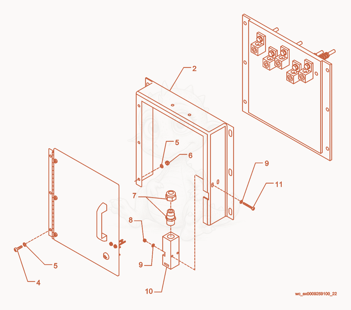 Exploded parts diagram of the Lug Box cpl. of a Wacker Neuson G25, with numbered balloons