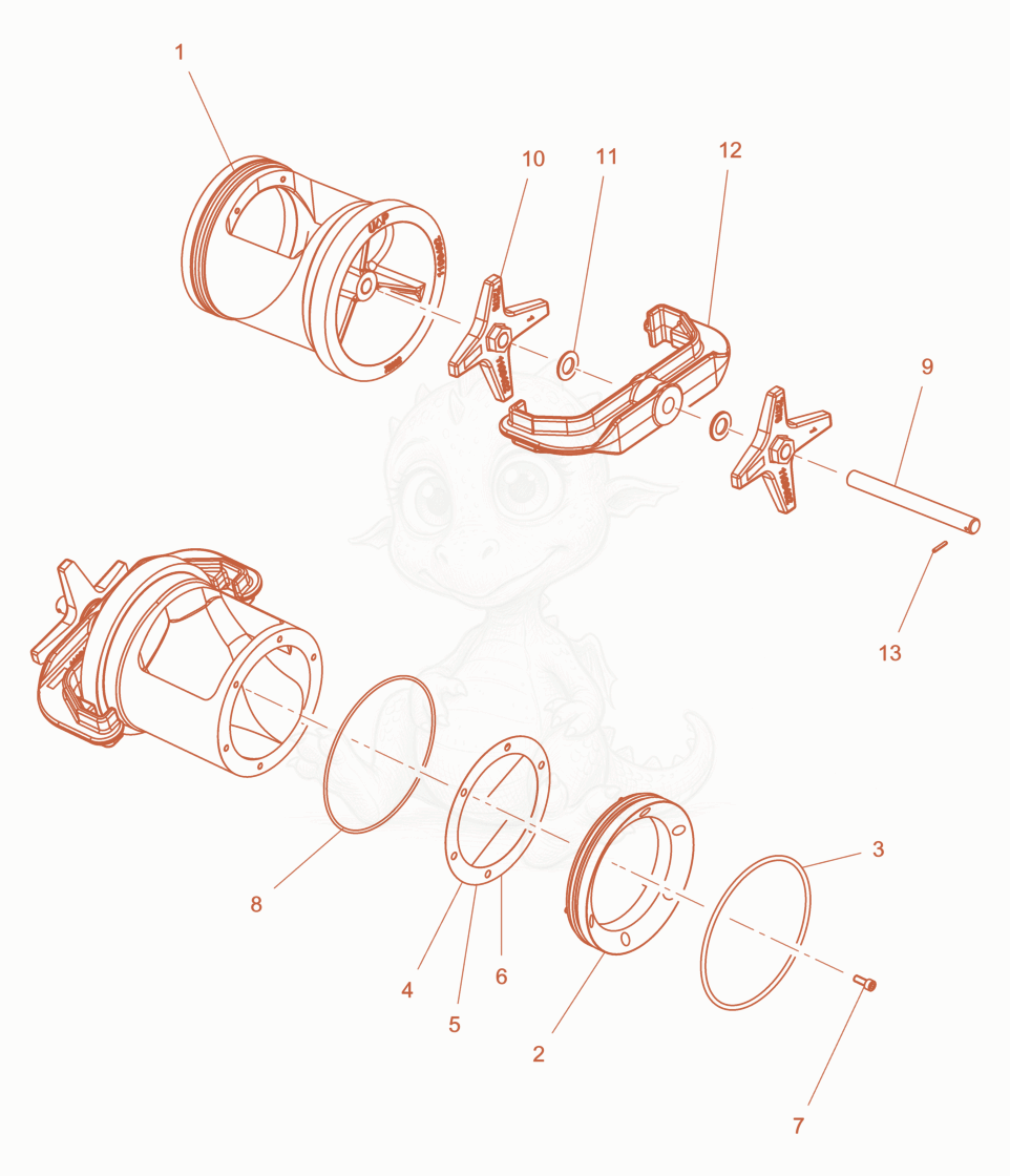 Exploded parts diagram of the Pump End of a Wacker Neuson PT6Y-SA, with numbered balloons