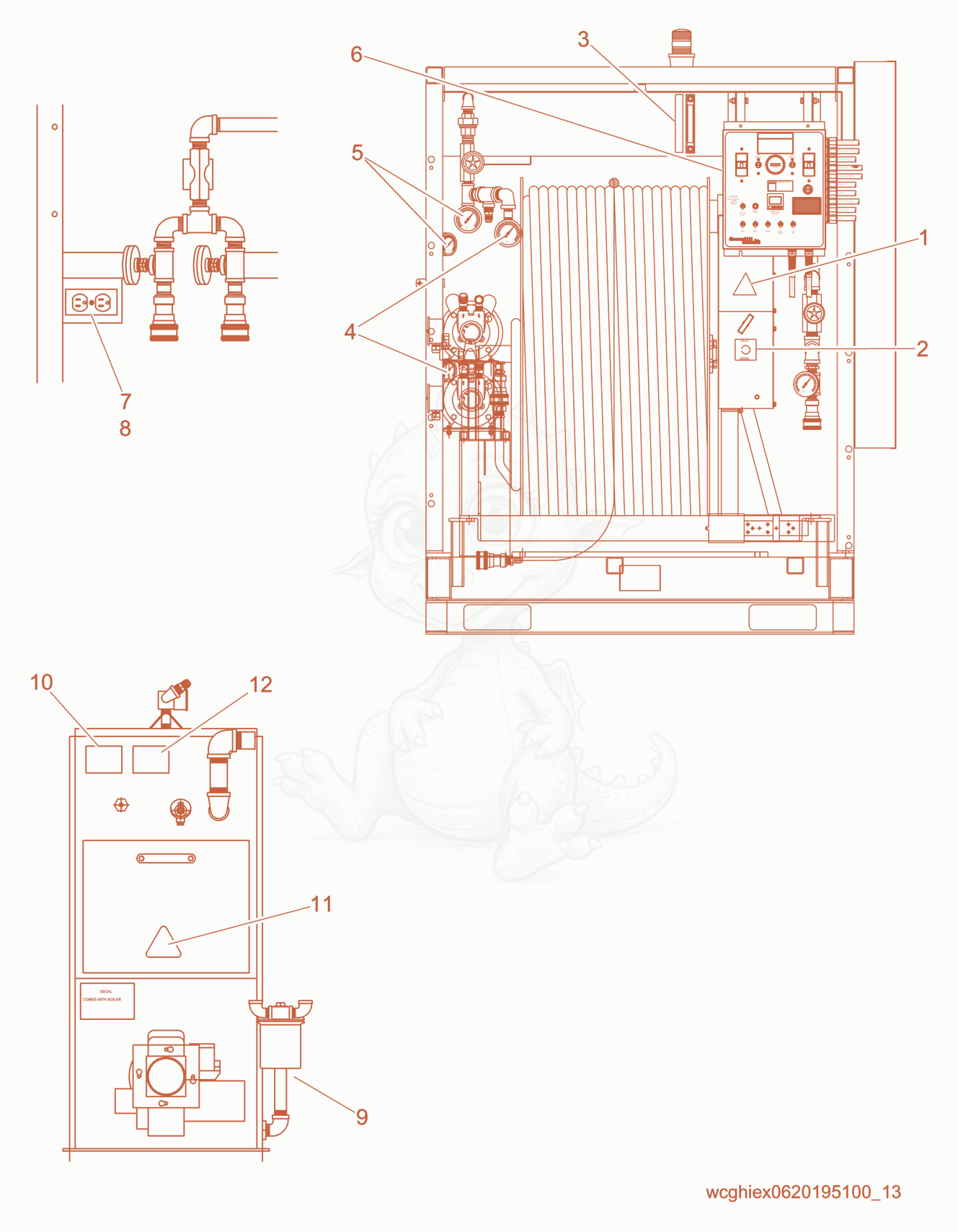 Despiece del Internal Labels de una máquina Wacker Neuson E700M, con globos numerados