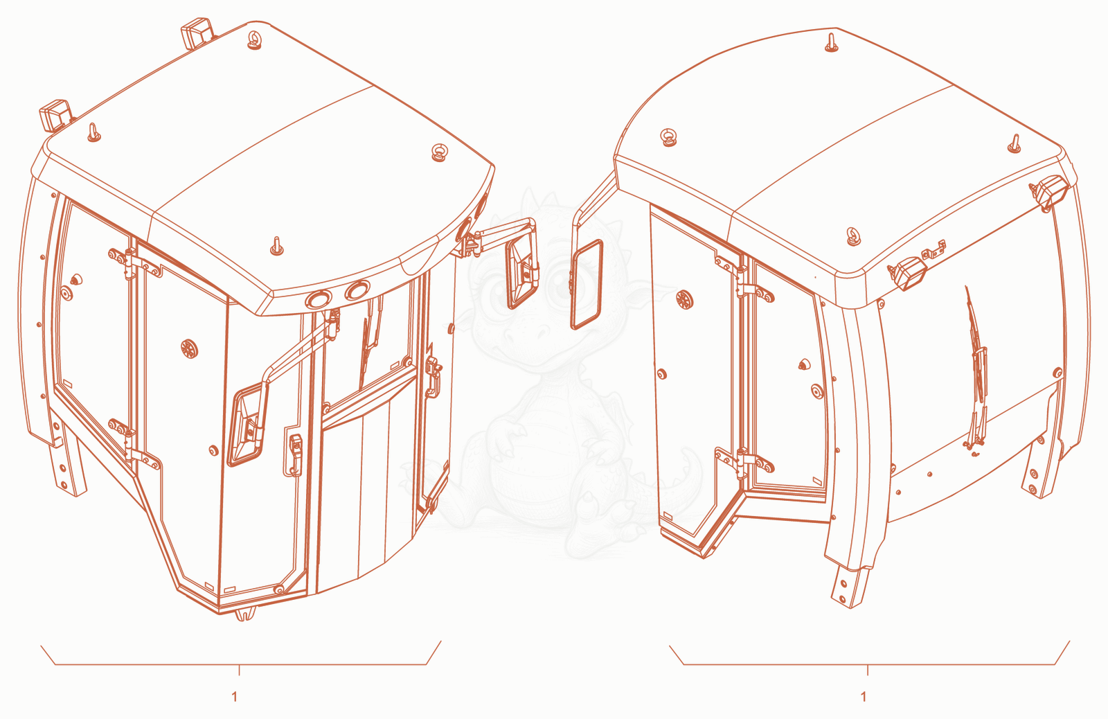 Exploded parts diagram of the driver's cabin of a Wacker Neuson RD45-140, with numbered balloons