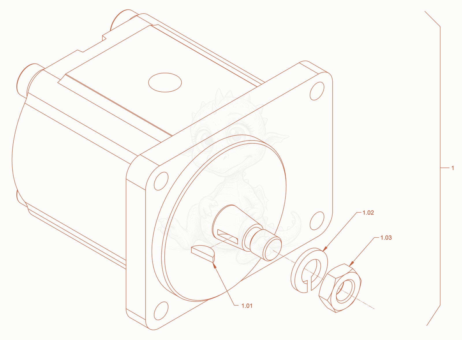 Exploded parts diagram of the constant motor (vibration drive) of a Wacker Neuson RD24-100C, with numbered balloons