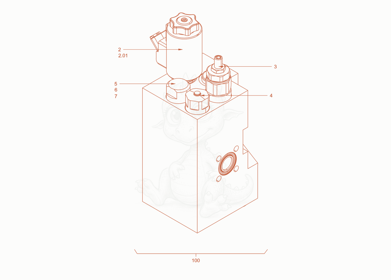 Exploded parts diagram of the valve block of a Wacker Neuson RD18-100C.3, with numbered balloons