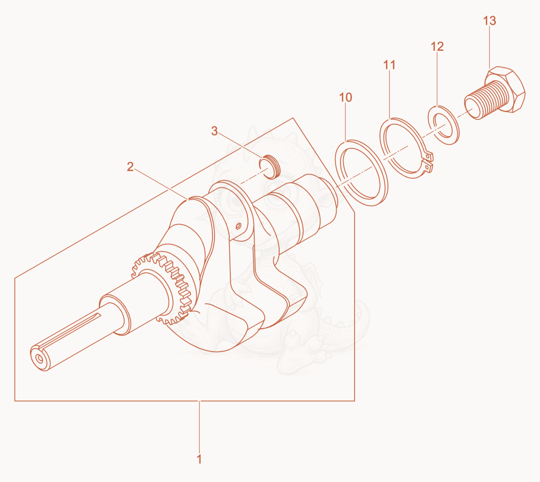 Exploded parts diagram of the Crankshaft of a Wacker Neuson DPU3050HWUSARMY, with numbered balloons