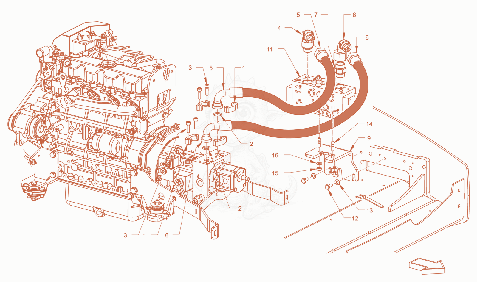 Exploded parts diagram of the advance drive of a Wacker Neuson RD40-130, with numbered balloons
