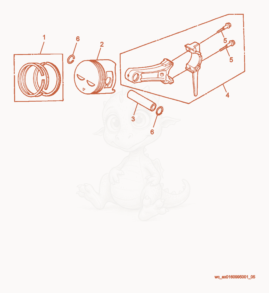 Exploded parts diagram of the Piston of a Wacker Neuson GP3800A, with numbered balloons