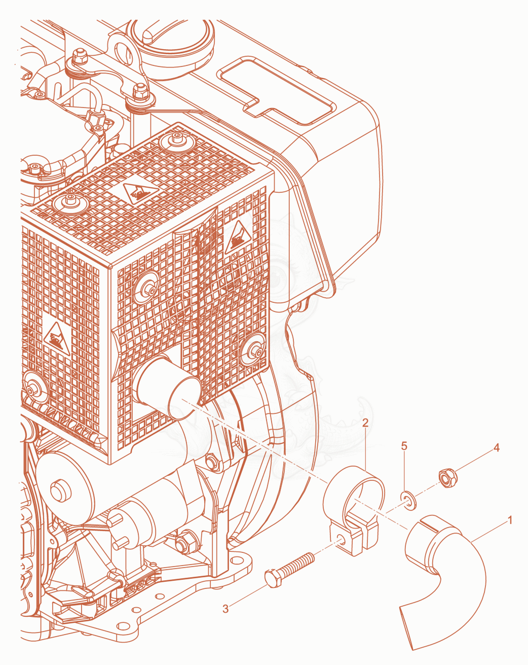 Exploded parts diagram of the Exhaust pipe of a Wacker Neuson DPU6555HEHAPN, with numbered balloons