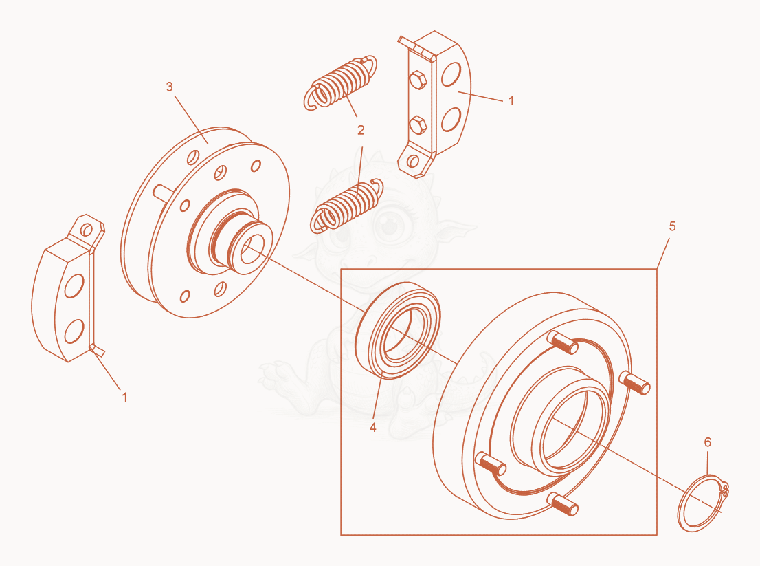 Exploded parts diagram of the Centrifugal Clutch of a Wacker Neuson DPS3060HV, with numbered balloons