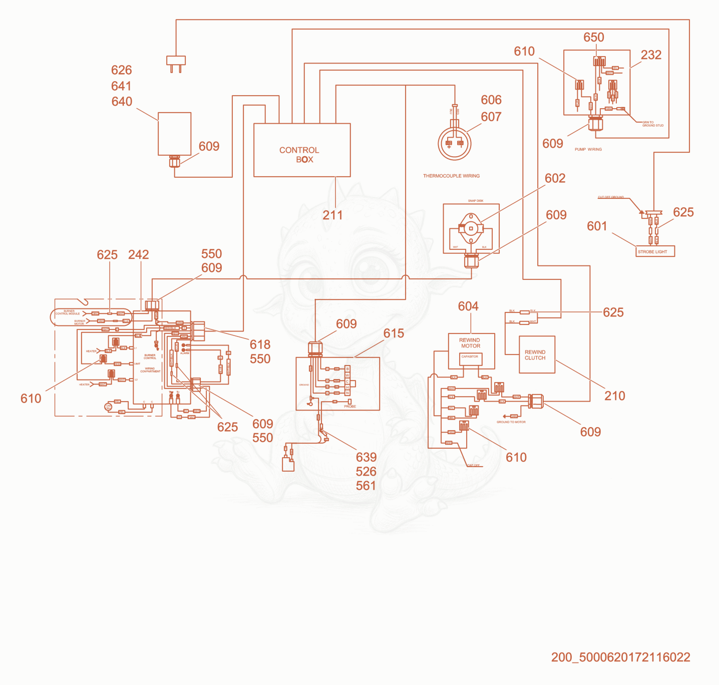 Despiece del Wiring Schematic de una máquina Wacker Neuson E1100, con globos numerados