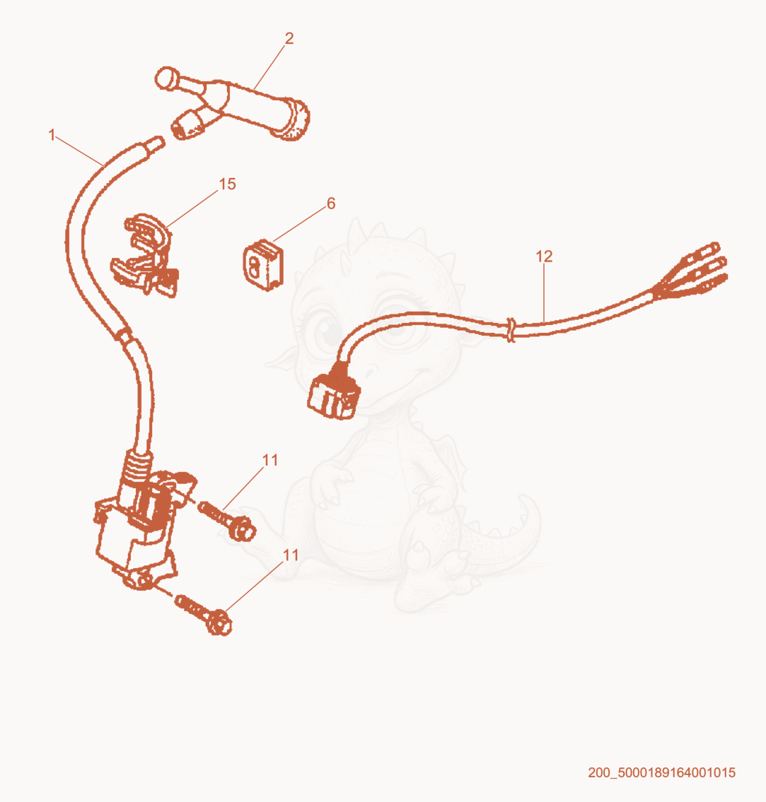 Exploded parts diagram of the Ignition Coil of a Wacker Neuson PT3A, with numbered balloons