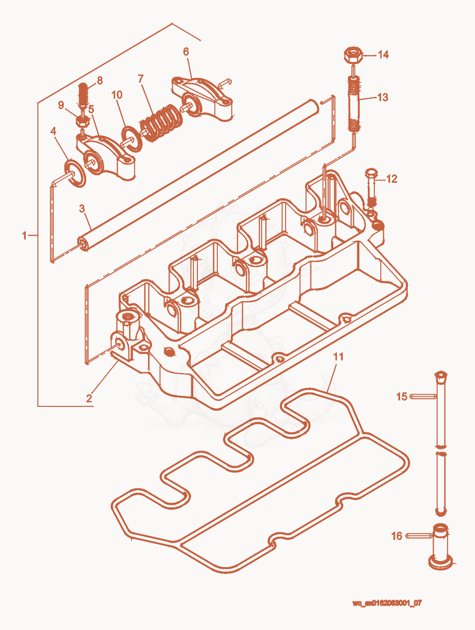 Exploded parts diagram of the Rocker Arms of a Wacker Neuson RD27-120, with numbered balloons