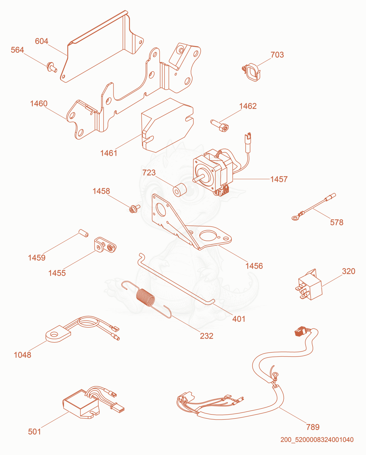 Exploded parts diagram of the Governor of a Wacker Neuson GPS9700, with numbered balloons