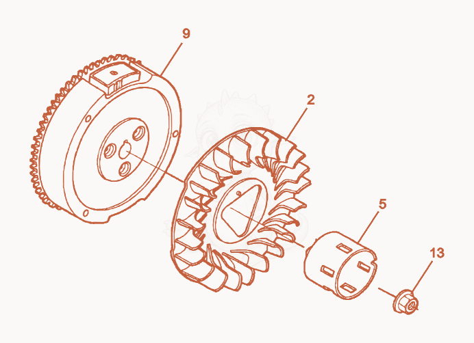 Exploded parts diagram of the Flywheel of a Wacker Neuson GP3800A, with numbered balloons