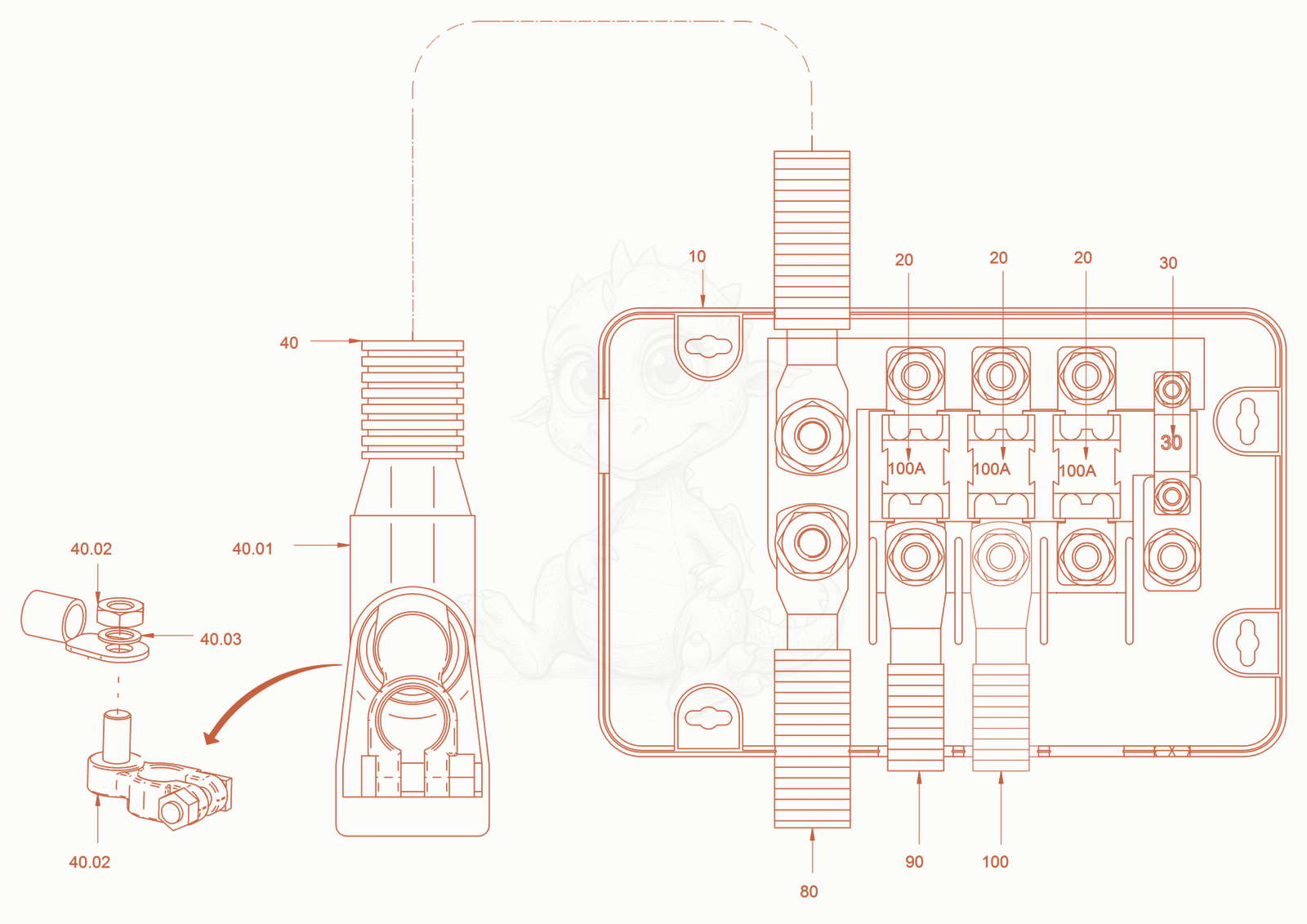 Exploded parts diagram of the Electrical System of a Wacker Neuson RC70VOUS, with numbered balloons