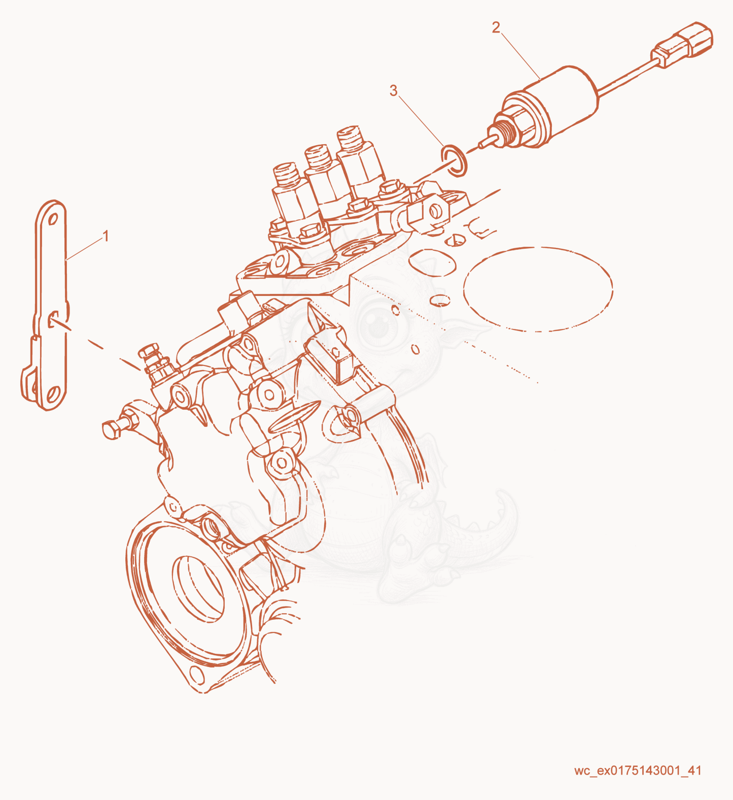 Exploded parts diagram of the Solenoid of a Wacker Neuson RD27-120, with numbered balloons