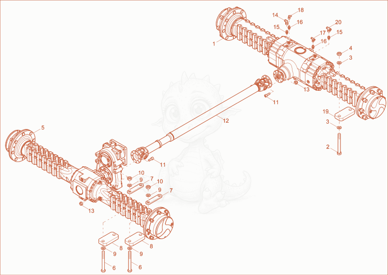 Exploded parts diagram of the AXLE of a Wacker Neuson DW60, with numbered balloons