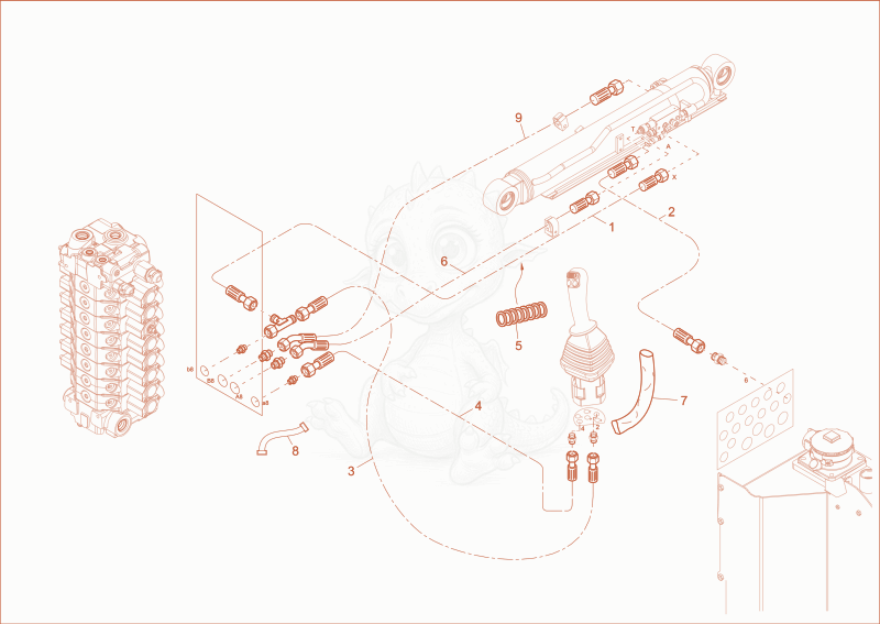 Exploded parts diagram of the LIFTING BOOM OPERATION of a Wacker Neuson EW65, with numbered balloons