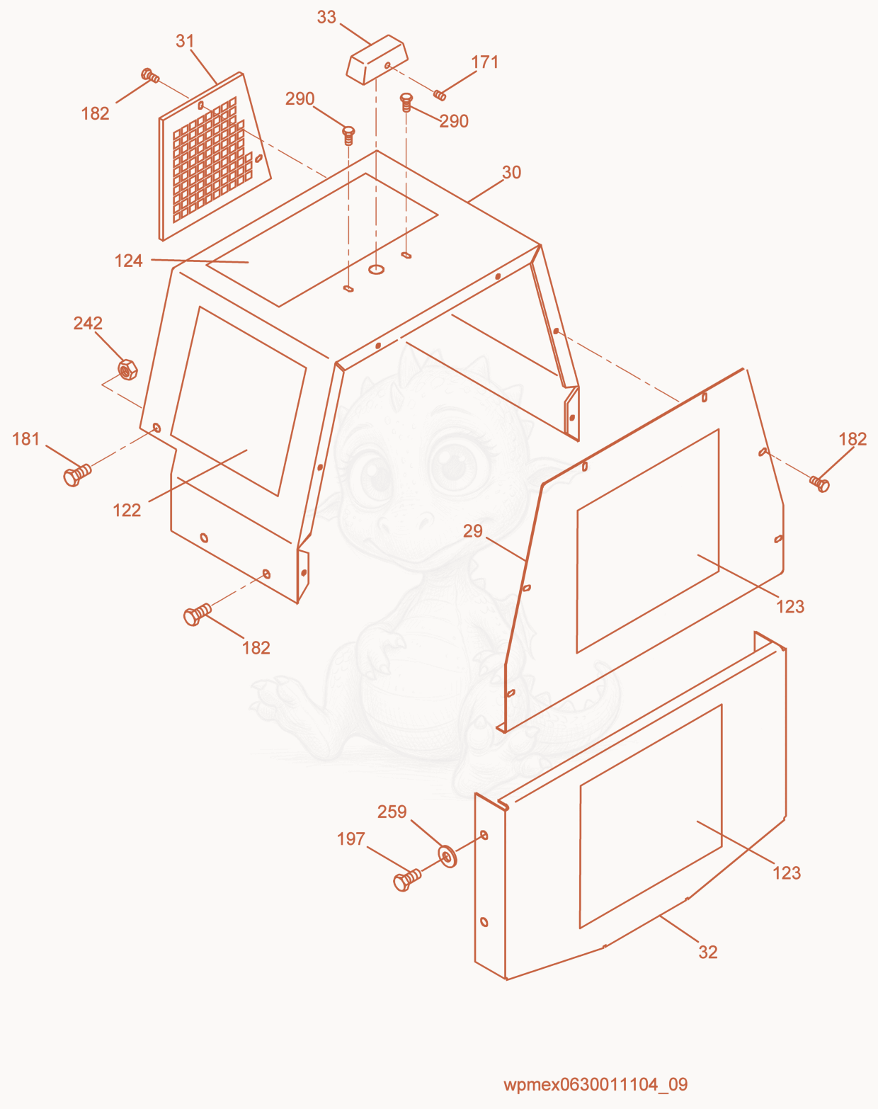 Exploded parts diagram of the Covers of a Wacker Neuson RS800A, with numbered balloons