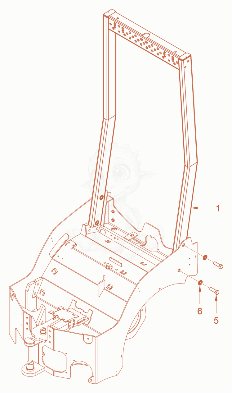 Exploded parts diagram of the rigid roll over protection of a Wacker Neuson RD18-100C, with numbered balloons