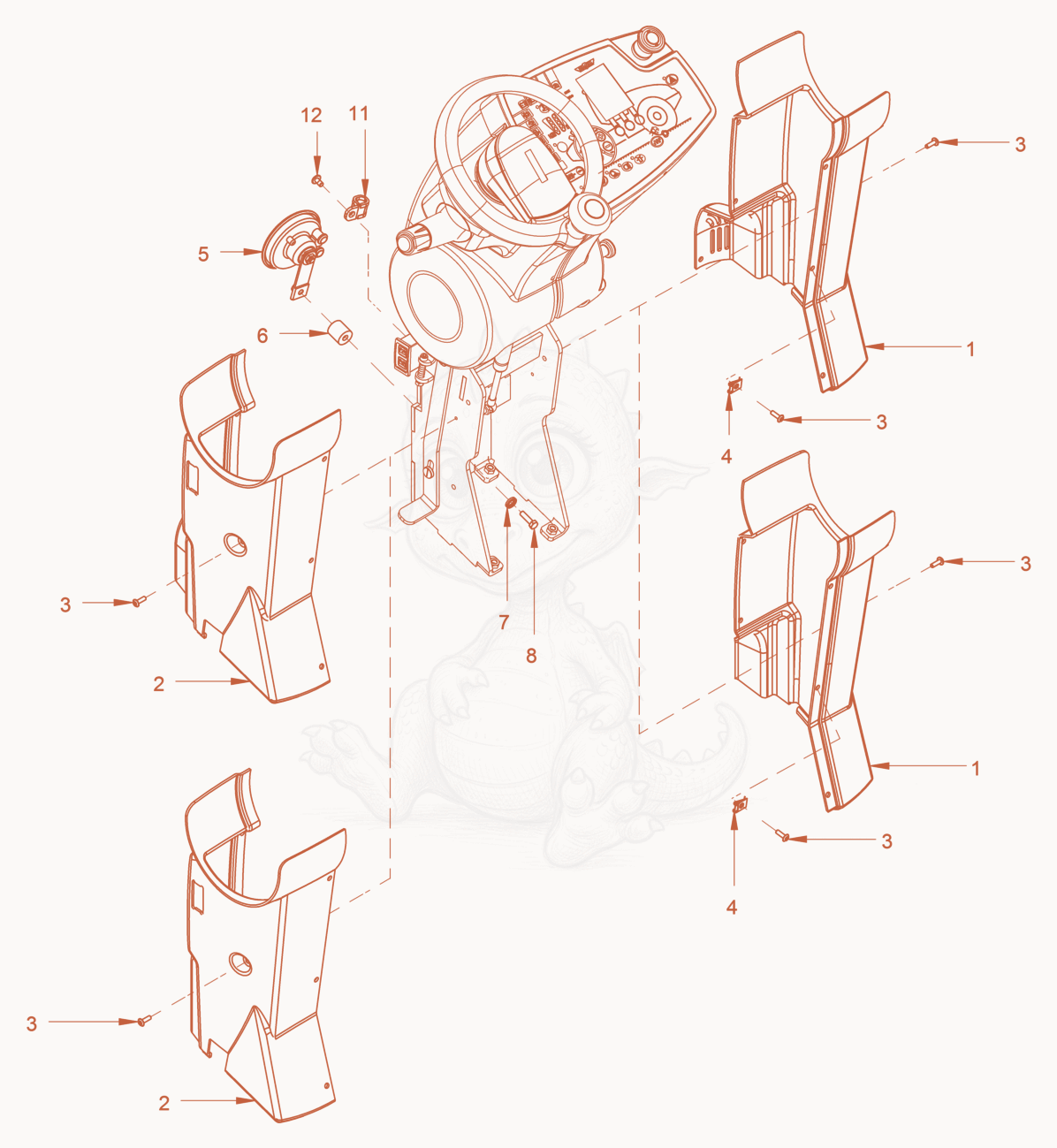 Exploded parts diagram of the operator's platform of a Wacker Neuson RC110P, with numbered balloons